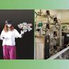 Photo of phd student wearing vr and researcher in lab 