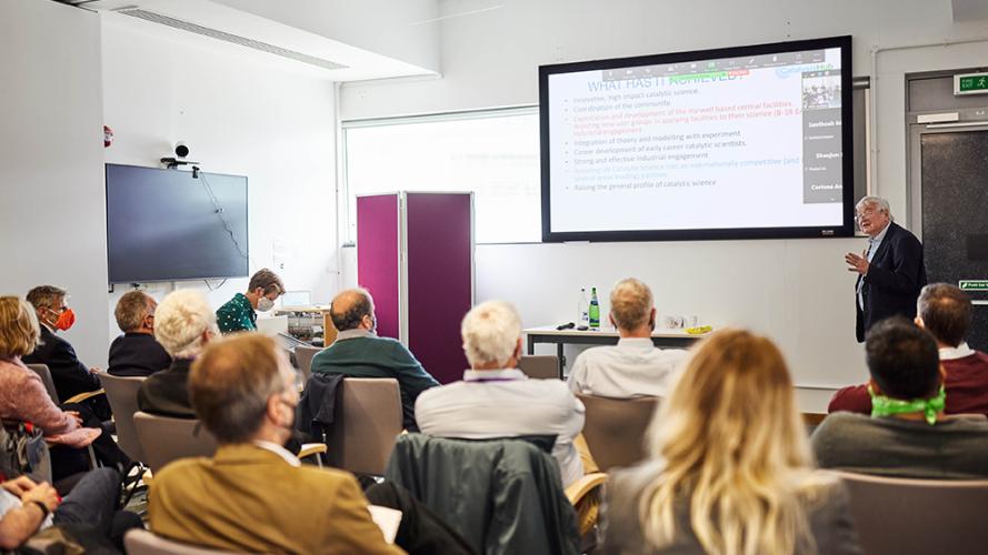 Photo of Richard Catlow giving talk